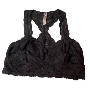 Free People Black Racerback Lace Bralette Bra